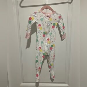 The Beaufort Bonnet Company Balloon Print Kids Footie - Pink and Multicolor